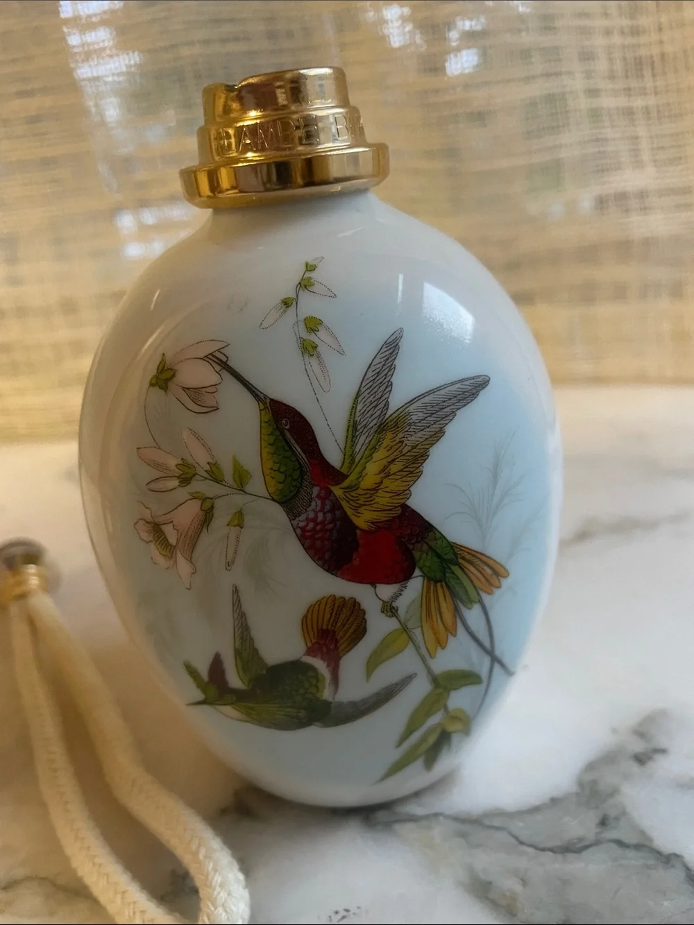 a vintage Lampe Berger Limoges Porcelain Hummingbird Fragrance Lamp